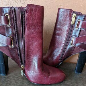 Women's Isola Burgundy 4 inch Heeled Ankle Boots Leather and Suede size 8 - VGUC